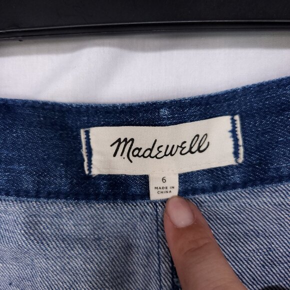 Madewell Raw-Hem Mini Wrap Jean Skirt in Cardiff Wash Size 6 Blue Denim - Picture 8 of 10